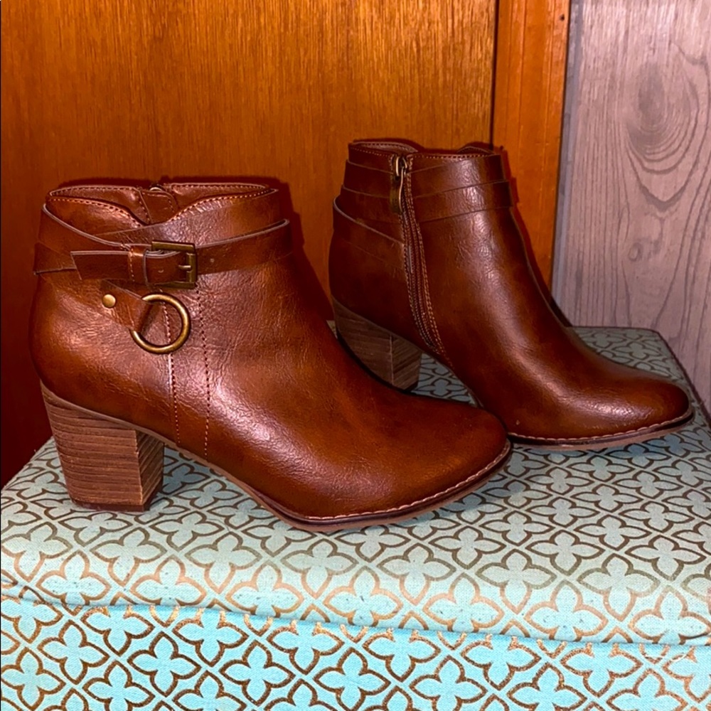 Faux leather booties